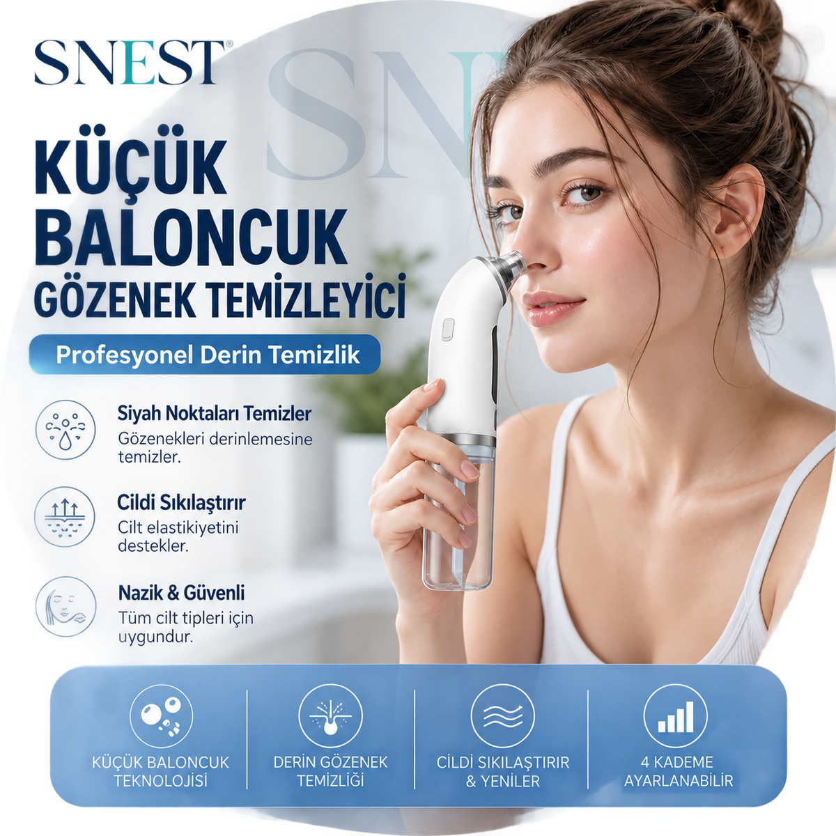 SNEST™ AquaGlow Pro | Vakumlu Gözenek Temizleme & Cilt Bakım Cihazı