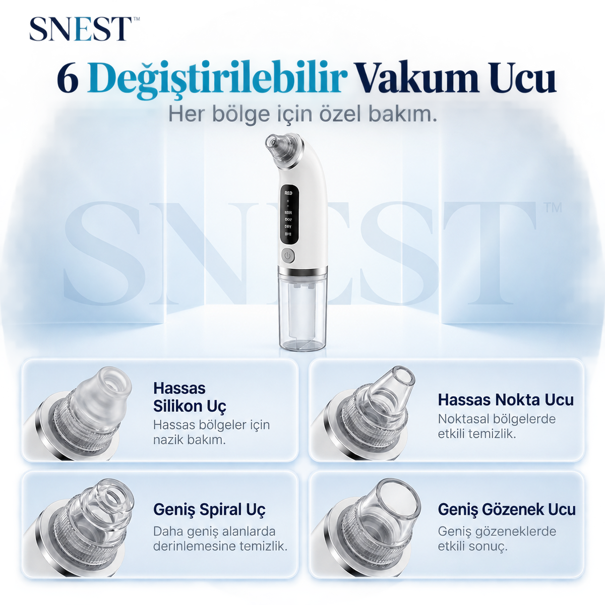 SNEST™ AquaGlow Pro | Vakumlu Gözenek Temizleme & Cilt Bakım Cihazı
