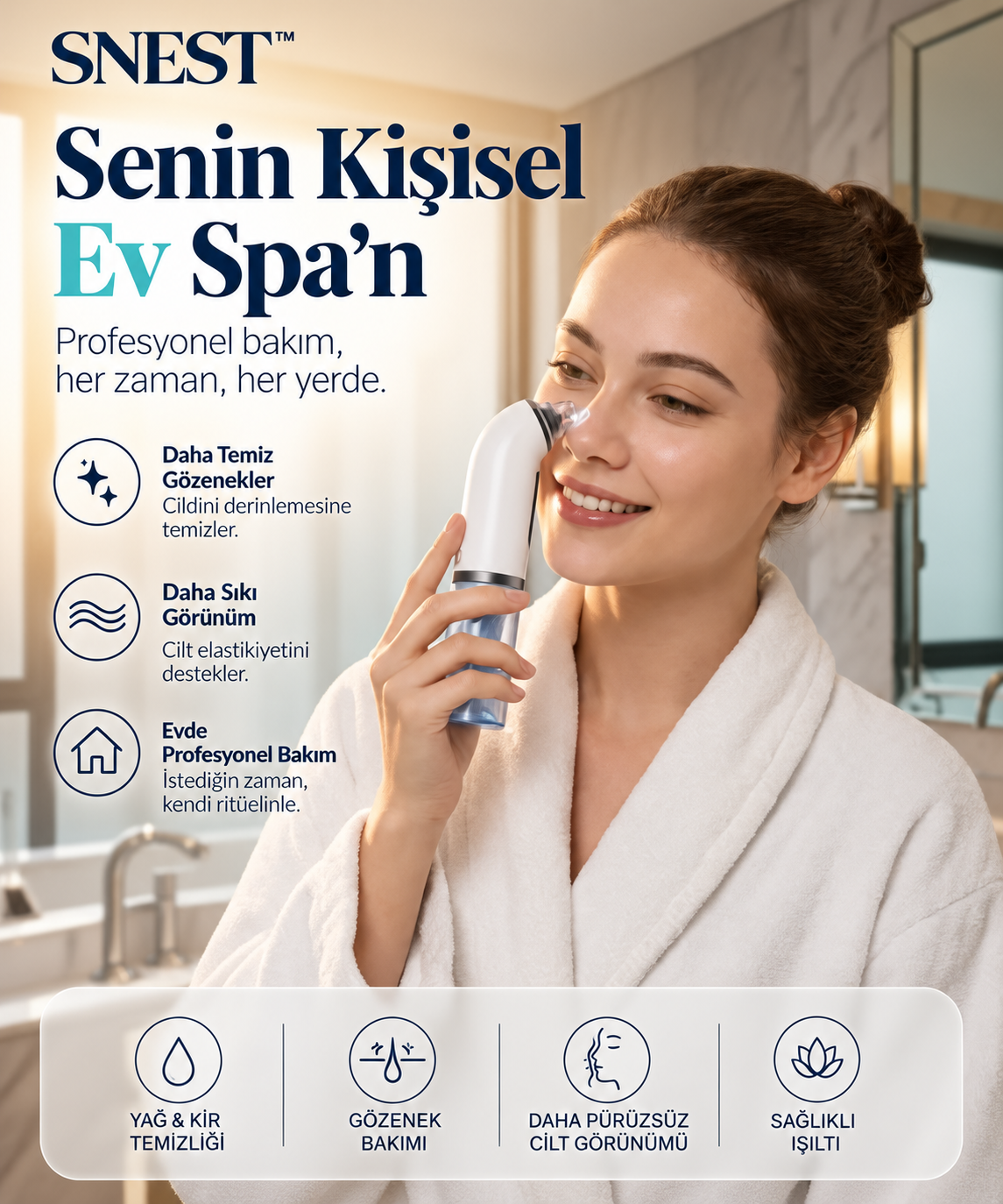 SNEST™ AquaGlow Pro | Vakumlu Gözenek Temizleme & Cilt Bakım Cihazı