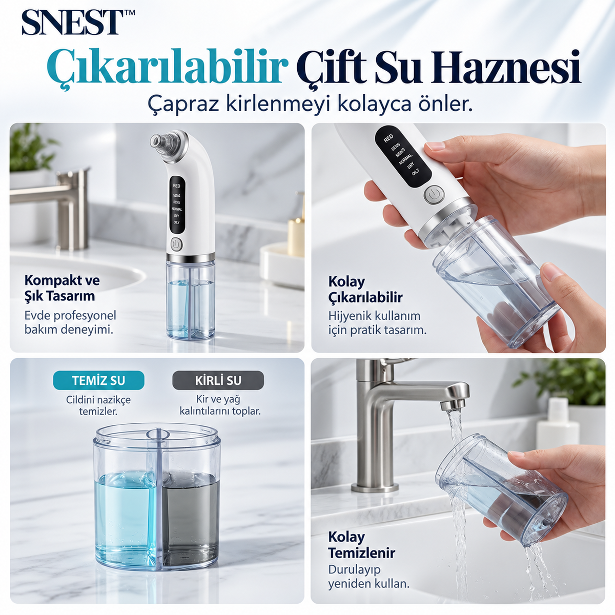 SNEST™ AquaGlow Pro | Vakumlu Gözenek Temizleme & Cilt Bakım Cihazı